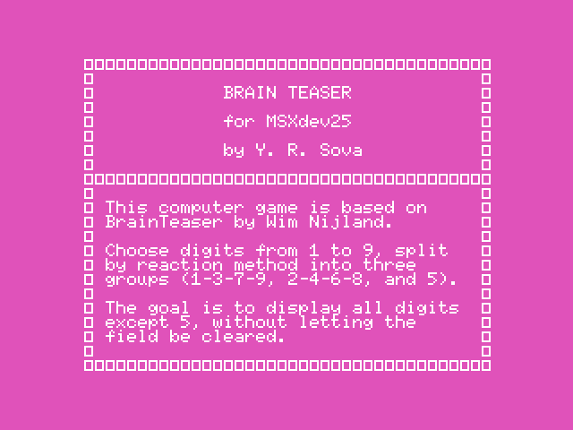 MSXdev25 #02 Brain Teaser – MSXdev Contest